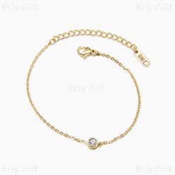 Round Zircon Chain Bracelet Gold Sliver Dainty Gift