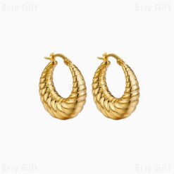 Chunky Croissant Hoop Earrings Retro Everyday Jewellery