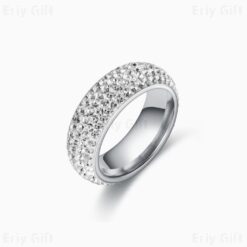 Eternity Band Ring 5 Row Cubic Zirconia Unisex Gift