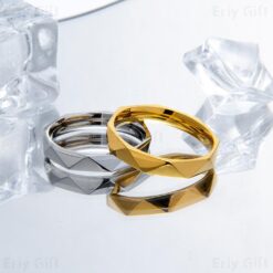 Geometric Rhomboid  Design Ring Stainless Steel Jewelry Unisex Gift