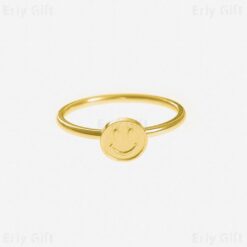 Gold Smiley Face Ring Y2K Style Preppy Jewelry