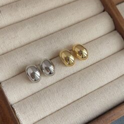 Half Chunky Stainless Steel Studs Earrings Perfect Gift For He