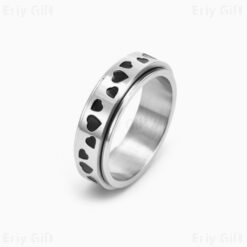 Heart Carving Spinner Ring Stainless Steel Unisex Love Band
