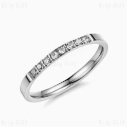 Pave Zircon Ring Gold Sliver Stainless Steel Jewelry_1 - Eriy Gift