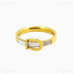 Pearl Shell Buckle Ring 18K Gold Plated Stainless Steel