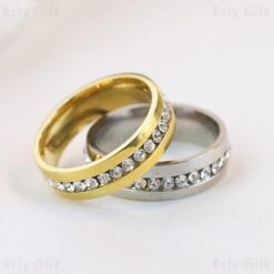 Pinched Zircon Design Ring Unisex Jewelry Couple Gift