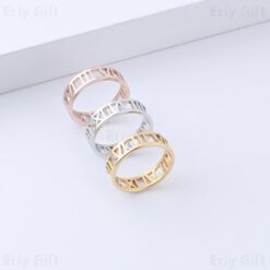 Roman Numeral Hollow Ring Personalized Jewelry Wife Gift