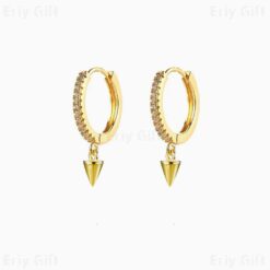 Tiny Cone Spike Big Hoop Earrings Insert Zircon Unisex Jewellery