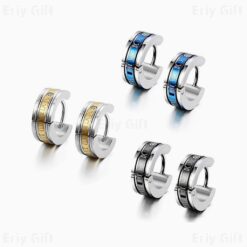 Two Tone Hoop Earrings Micro Pave Zircon Unisex Jewelry - Eriy Gift