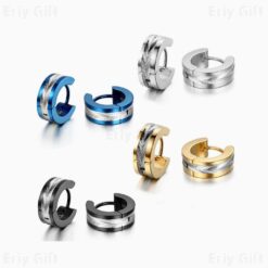 Two Tone Hoop Earrings Stainless Steal Unisex Jewelry