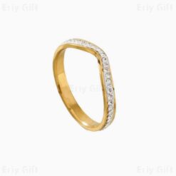 Zircon Chevron Ring Thin Gold Minimalist Stacking Jewellery