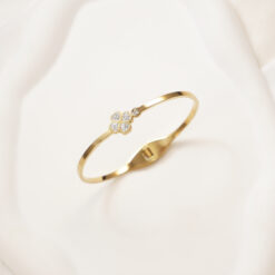 Flexible Diamond Love Four-Leaf Clover Bangle