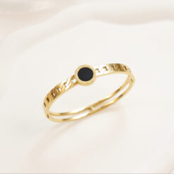 Black Enamel Roman Numerals Bangle Birthday Gift