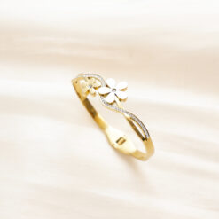 Gold Daisy Bangle with Small Zircon Stones