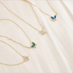 Colorful Cubic Zirconia Butterflies Pedant Necklace