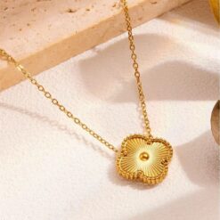 Dainty Gold Lucky Clover Minimalist Necklace