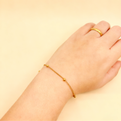 Gold Beaded Link Bracelet Dainty Gift