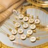 Circular Shell Letter Gold Pendant Necklace