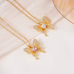 Dainty Heart Butterfly Necklace with Sparkling Zircon - Eriy Gift