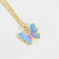 Enamel Gradient Blue-Purple Glitter Butterfly Necklace Picture1 - Eriy Gift