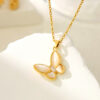 Ethereal Pearlized Butterfly Pendant Necklace Chic Gift