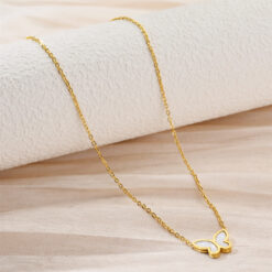 Gold Butterfly Necklace with Mother-of-Pearl Inlay Picture2 - Eriy Gift