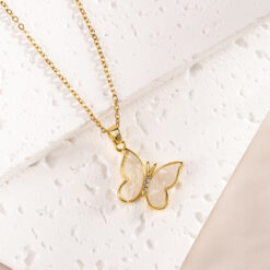 Mother-of-Pearl Butterfly Dainty Gold-Plated Necklace Picture1 - Eriy Gift