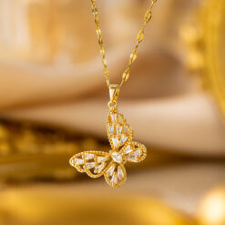 Sparkling Baguette Zircon Butterfly Necklace Dainty Jewelry Picture1 - Eriy Gift