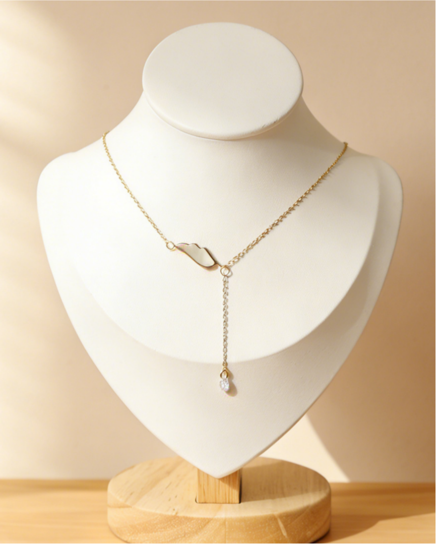 Stylish Angel Wing Pendant Necklace with Teardrop Tassel - Eriy Gift