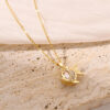 Delicate Gold Fish with Pearl Inlay Dainty Necklace