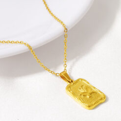 Irregular Rectangle Butterfly Gold Pendant Necklace picture1 - Eriy Gift