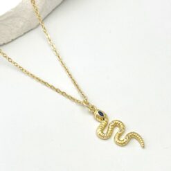 Serpents Gaze Cubic Zircon Paved Gold Necklace Picture - Eriy Gift