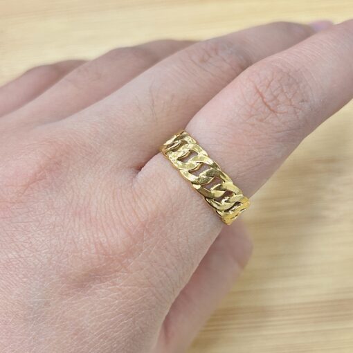 Adjustable Gold Cuban Link Open Ring - Eriy Gift