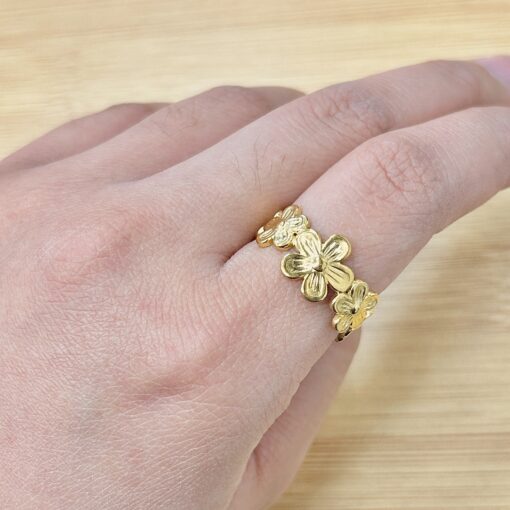 Chic Vintage Gold Floral Adjustable Open Ring - Eriy Gift