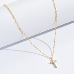 Dainty Micro Zirconia Gold Cross Pendant Necklace picture1 - Eriy Gift