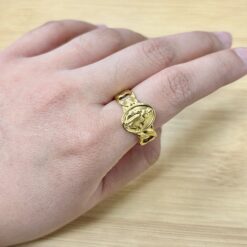 Elegant Gold Miraculous Medal Adjustable Ring