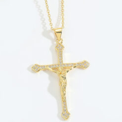 Faithful Devotion Gold Crucifix Necklace with Zirconia picture1 - Eriy Gift