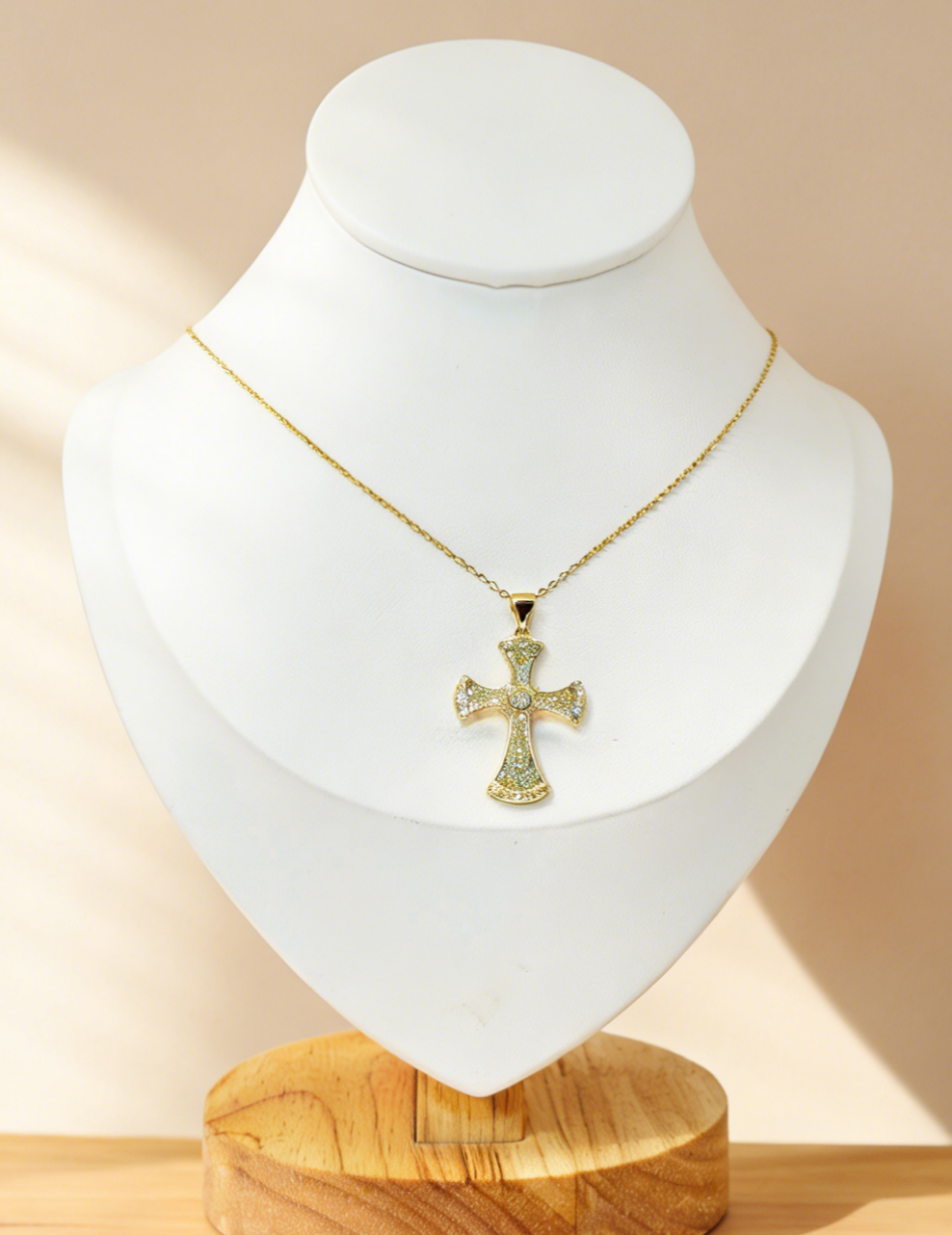 Luxury Gold Cross Necklace with Full Zircon Inlay - Eriy Gift