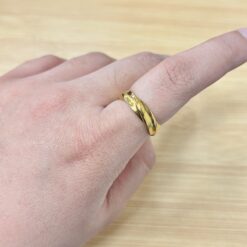 Minimalist Gold Textured Twist Adjustable Ring