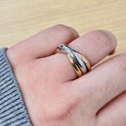Minimalist Three-tone Intertwined Trinity Ring