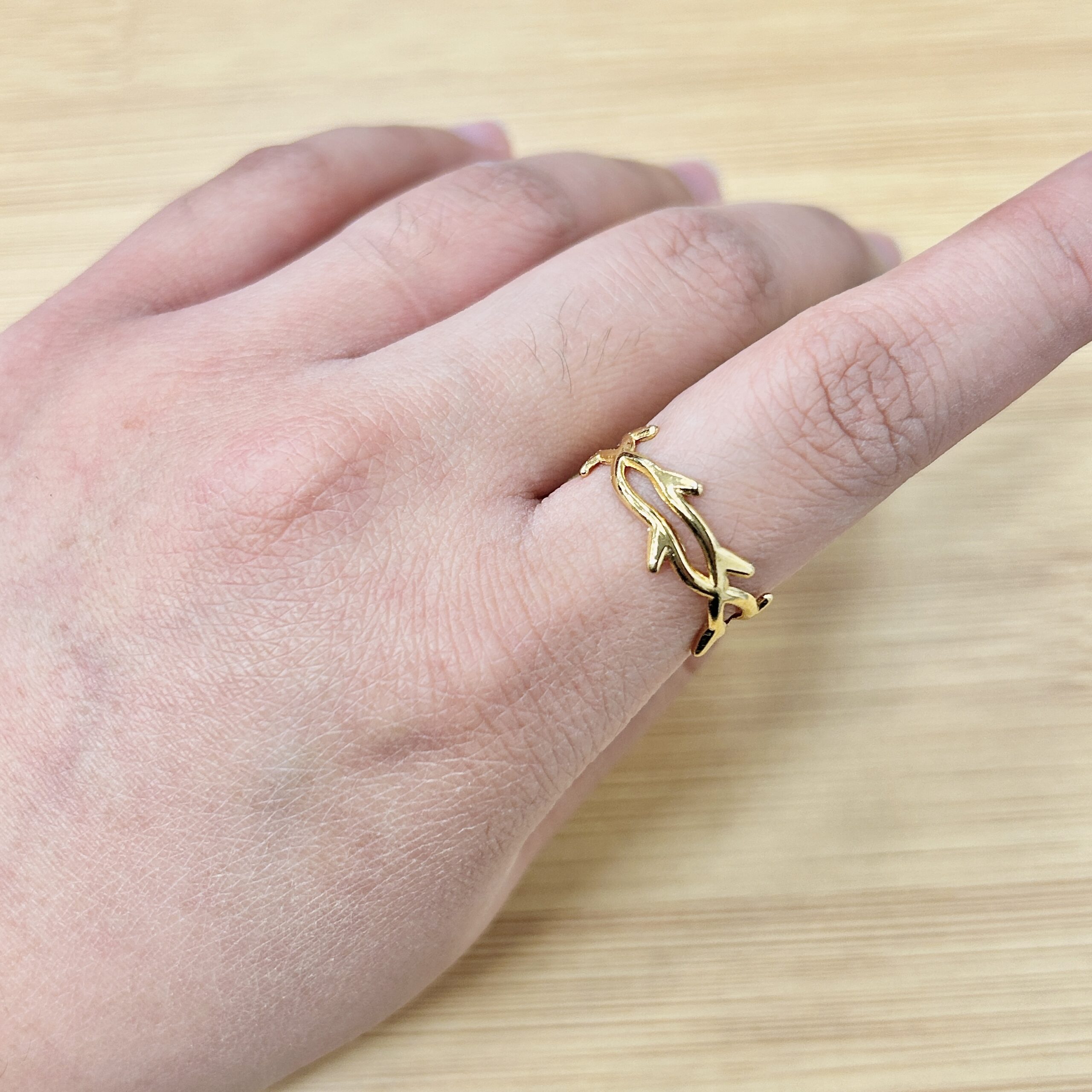 Nature Inspired Gold Twig Vine Adjustable Ring