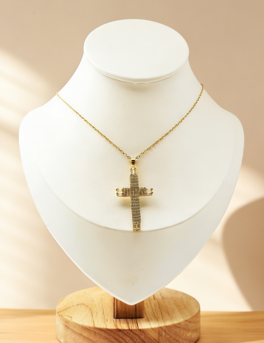 Opulent Double Row Zirconia Gold Cross Necklace - Eriy Gift