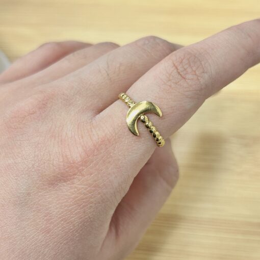 Romantic Gold Beaded Crescent Adjustable Ring - Eriy Gift