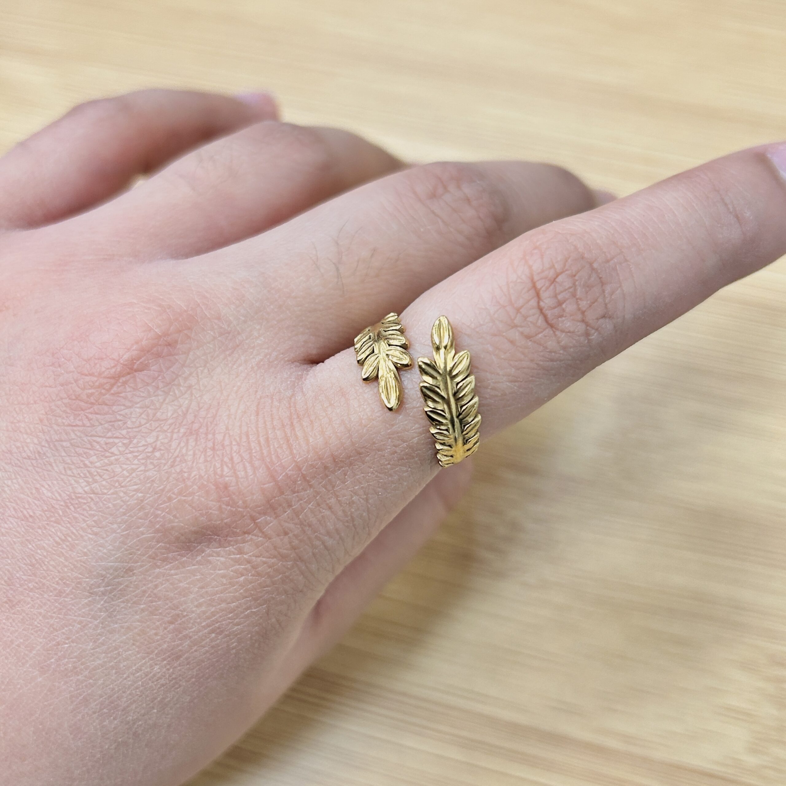 Vintage Gold Olive Leaf Adjustable Ring