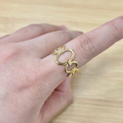 Vintage Interlocking Gold Oval Adjustable Ring