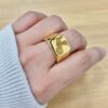 Bold Gold Square Shiny Statement Ring