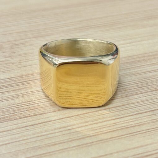 Bold Gold Square Shiny Statement Ring picture2 - Eriy Gift