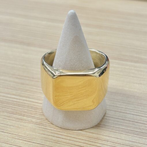 Bold Gold Square Shiny Statement Ring picture3 - Eriy Gift