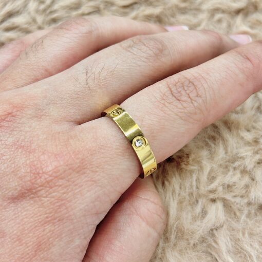 Classic Gold Zircon Screw Line Ring - Eriy Gift