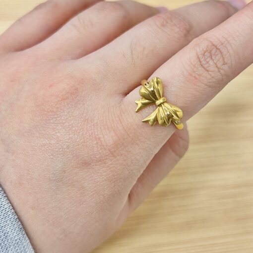 Elegant Gold Bow Minimalist Ribbon Ring - Eriy Gift